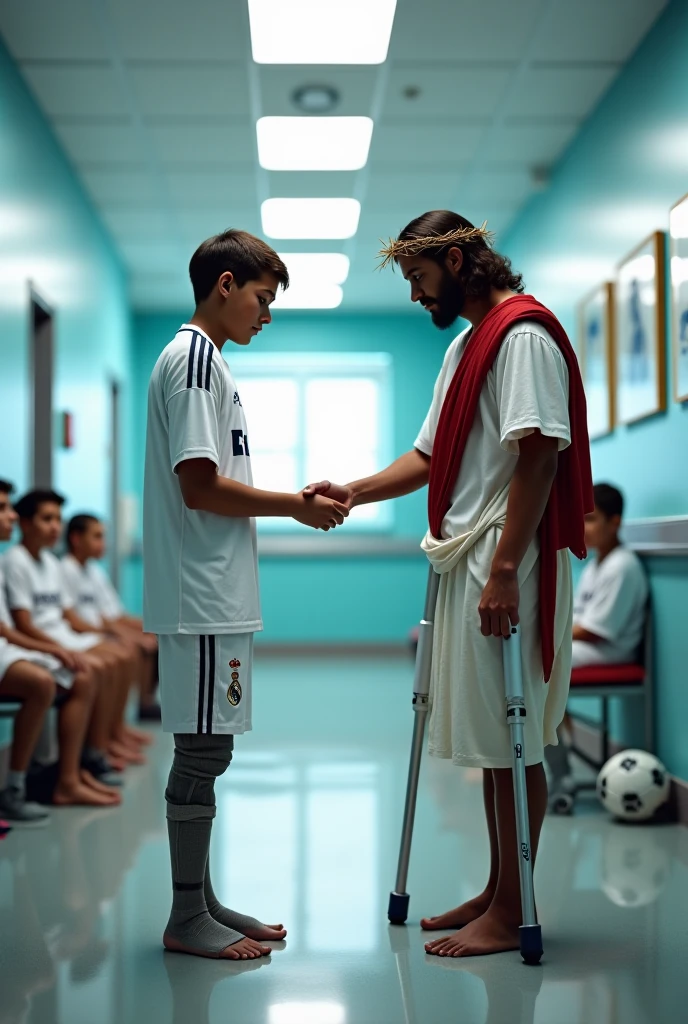 there is a muslim woman in a silky satin-robe carrying a man in a very shiny burqa, a high-shine hijab, a consciousless man in a matte sports outfit is carried away, cristiano ronaldo as pope, messi as a viking, raptor jesus, dressed like jesus christ, ninja jesus, inspired by Sava Šumanović, lionel messi as a muppet, posing like a statue, pontifex, football mascot, guy with horse head, snapchat photo