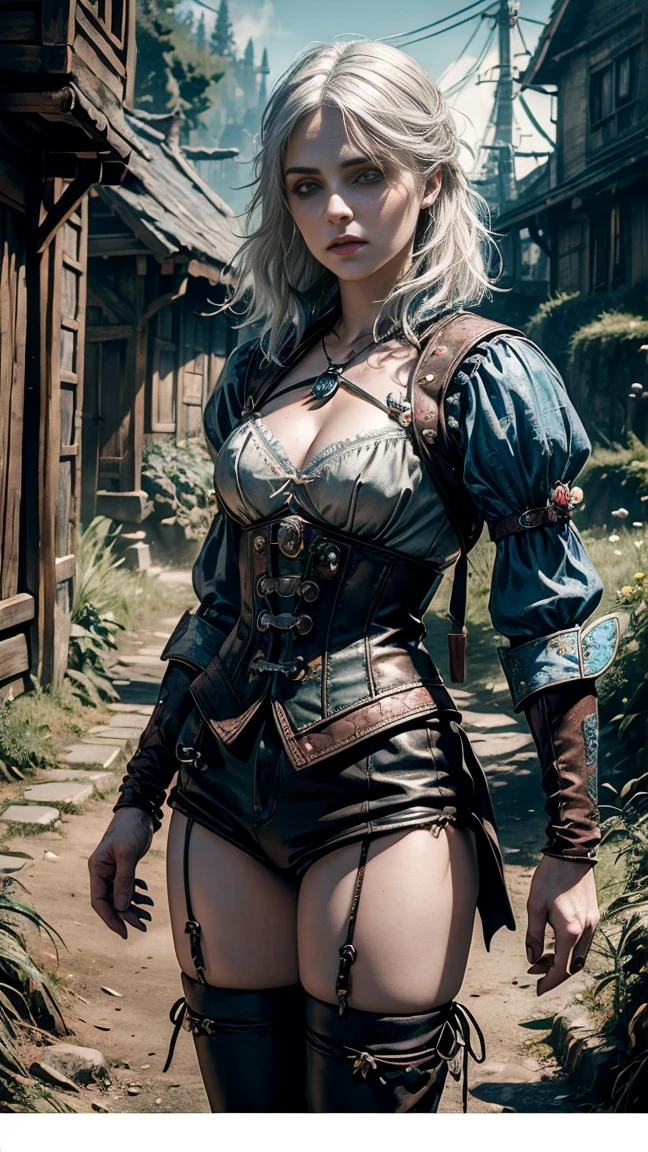 (realistic:1.3), finely detailed, quality, rembrandt lighting, (masterpiece:1.2), (photorealistic:1.2), (best quality), (detailed skin:1.3), (intricate details), dramatic, ray tracing, 1girl, Ashelia, 21 years old, detailed skin texture, (blush:0.5), (goosebumps:0.5), subsurface scattering, smiling, medium_breasts, short_hair, blonde_hair, AsheliaOutfit, detached_sleeves, bracelet, miniskirt, belt, thighhighs, jewelry, cowboy shot, (bright sunny day, outdoors, sky, nature, trees), <lora:AsheLORA:1>