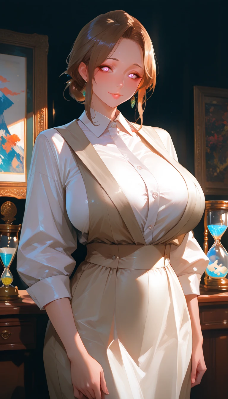 (Masterpiece:1.2), (best quality:1.2), (super high resolution:1.2), Half-length portrait of woman, profile, sitting on a chair, retro dress, brown curly hair, aristocrat, sapphire necklace, silver earrings, Renaissance, 17th century portrait, flowers, vase, style of Lovis Corinth, <lora:BrushStrokesRegulator_V2.0:0.6>