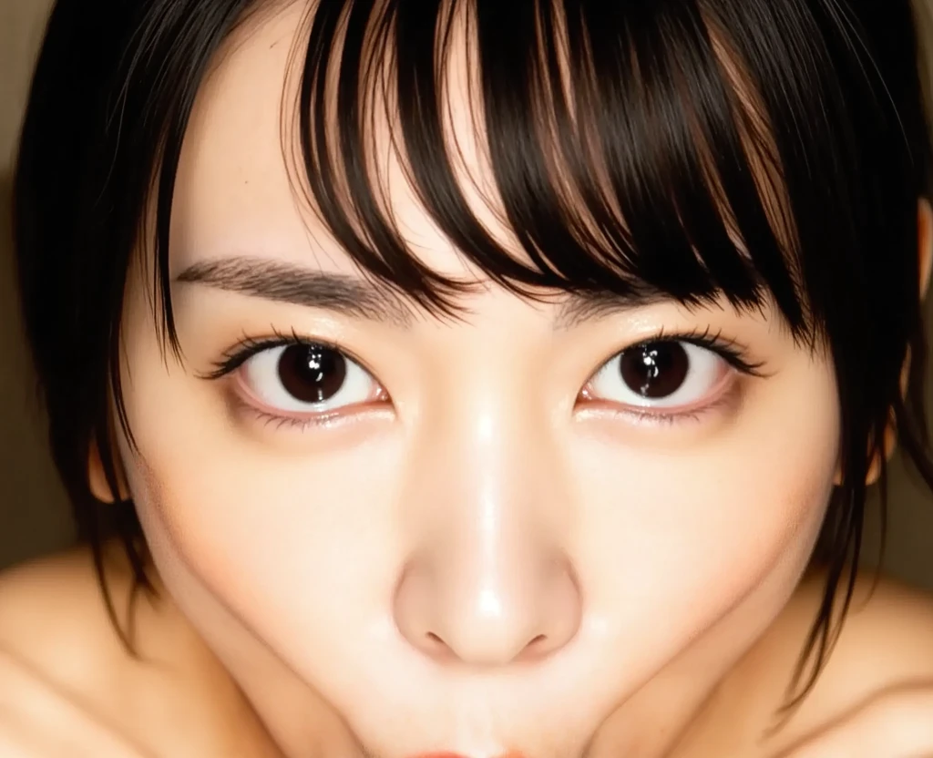 Jet-black hair that absorbs 100% of the light, looking_at_viewer, full smile showing teeth, 