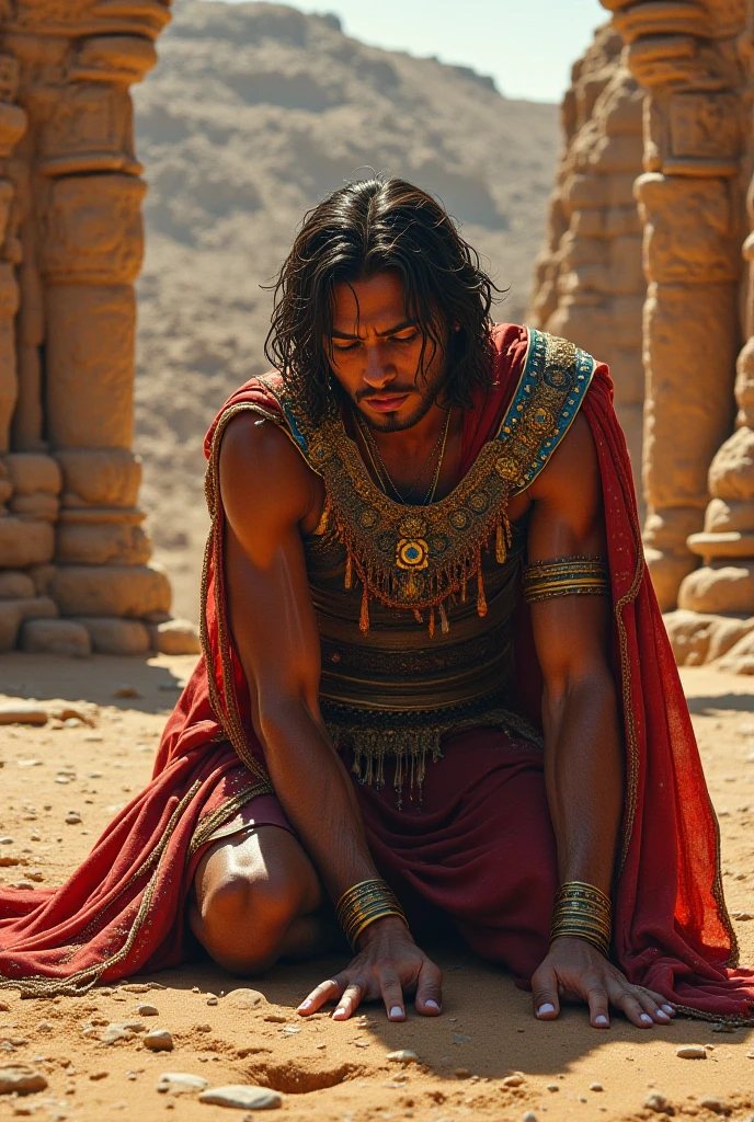 You are an expert in what I am going to ask you: make a scene from a film where an Egyptian man is beating a Hebrew like in the Moses film