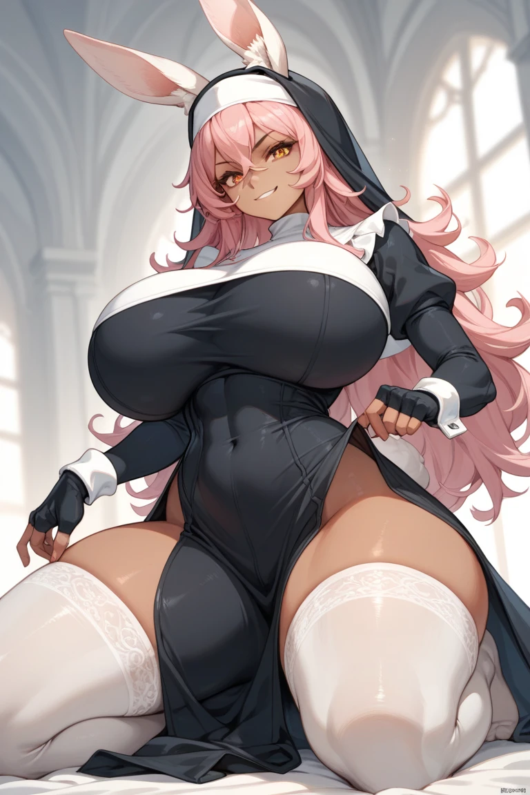 1girl,MILF,solo, masterpiece, best quality, (extremely detailed CG unity 8k wallpaper), (best quality), (best illustration), (huge breasts:1.3), (voluptuous figure, thin waist, wide hips), short hair, pink hair, blue eyes, military uniform, peaked cap, white shirt, black gloves, belt, black pants, necktie, navel, straps, black coat, narrow eyes, long eyelashes, abdomen, right hand on hip