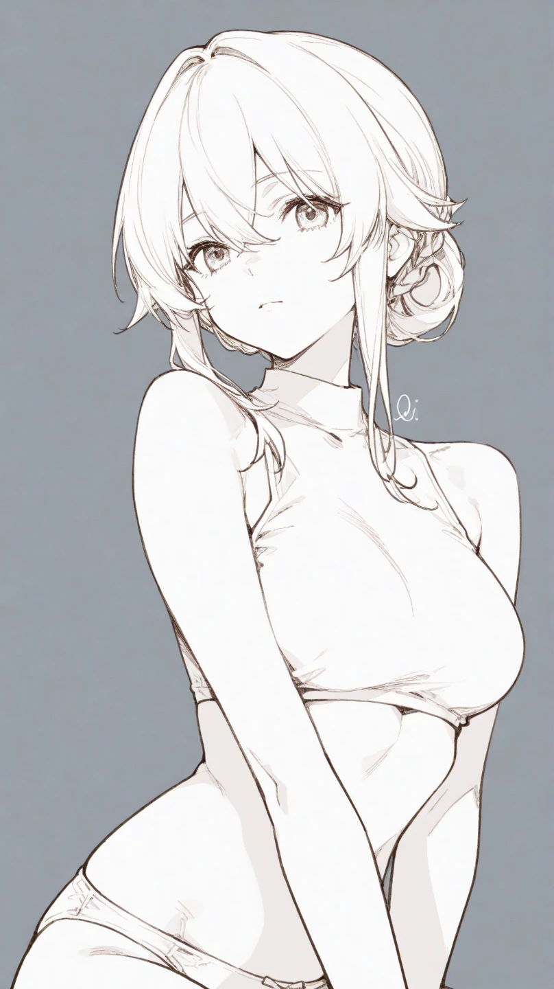 Nude female character, nsfw , nothing, line sketch, ,