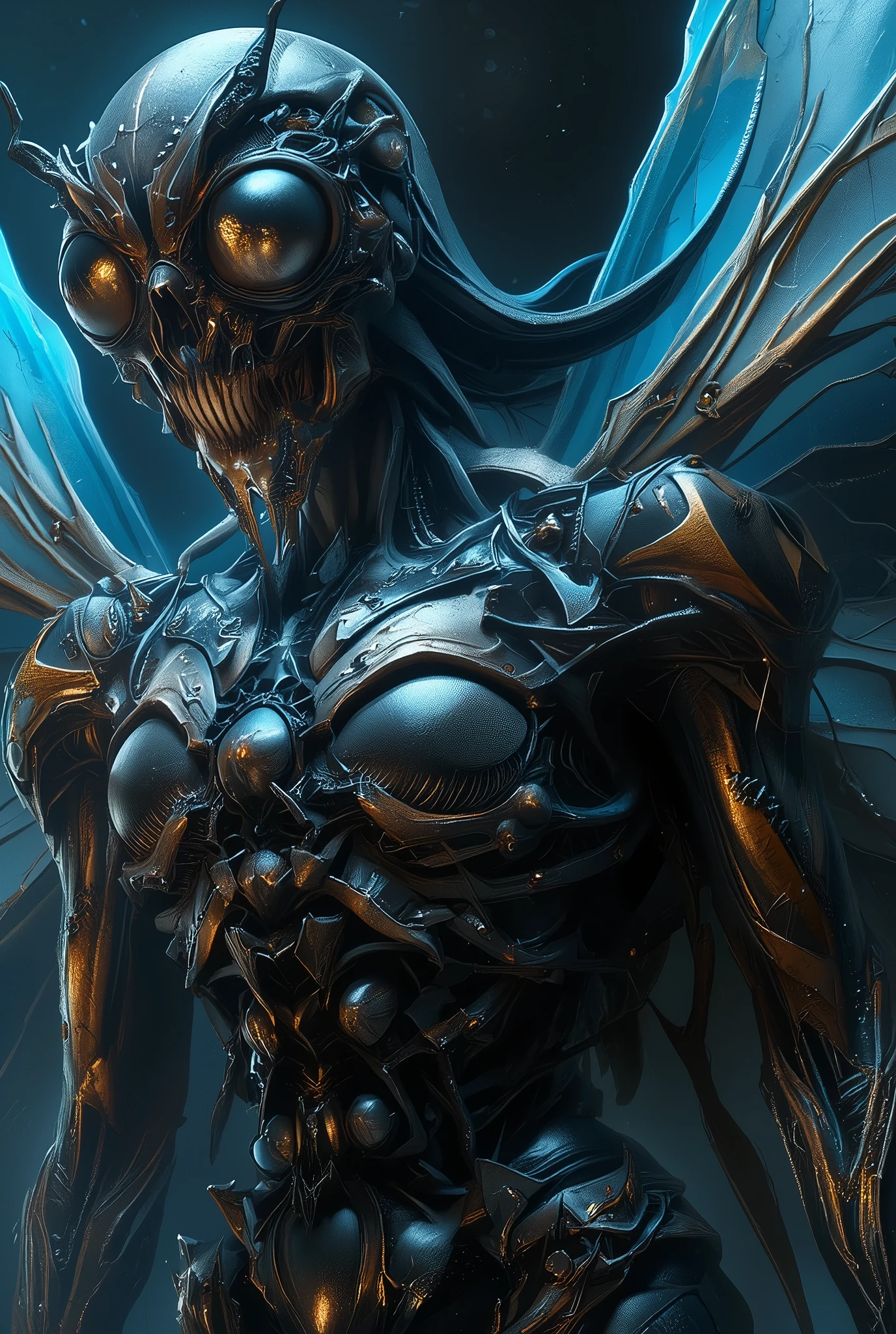 (Best Quality, 4K, high definition, masterpiece:1.2), (super detailed, photorealistic looking happy:1.37), photo taken by professional photographer, a beautiful, extremely sensual queen of bugs, detailed facial features, elegant posture, alluring expression, best quality, 4K, high resolution, photorealistic, HDR, UHD, studio lighting, vivid colors, fantasy scene, dark atmosphere, dramatic lighting, intricate details, macro photography, insect portrait, neon colored