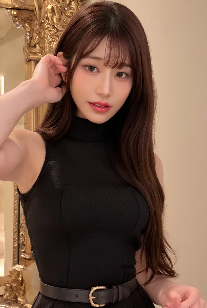 ((Highest quality、8K、masterpiece:1.3)), Upper Body, Long legs, Sharp focus:1.2, Beautiful woman with perfect figure:1.4, Slim Abs:1.1, The background is the office, ((Shortcuts、Big Breasts:1.2)), (She is wearing a red leather low-cut bodycon dress., Enchanting and overflowing big , Soft big ass, Slim and toned waist, Smile at the audience:1.2), Highly detailed face and skin texture, fine grain, double eyelid, 25-year-old woman, Mature Woman，sexy，
