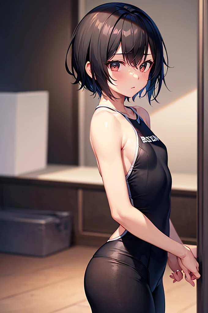 gym storeroom，1girl，tmasterpiece，The best quality，The is very detailed，squatt，revealing white panties，white under lingerie，Hand block half panties