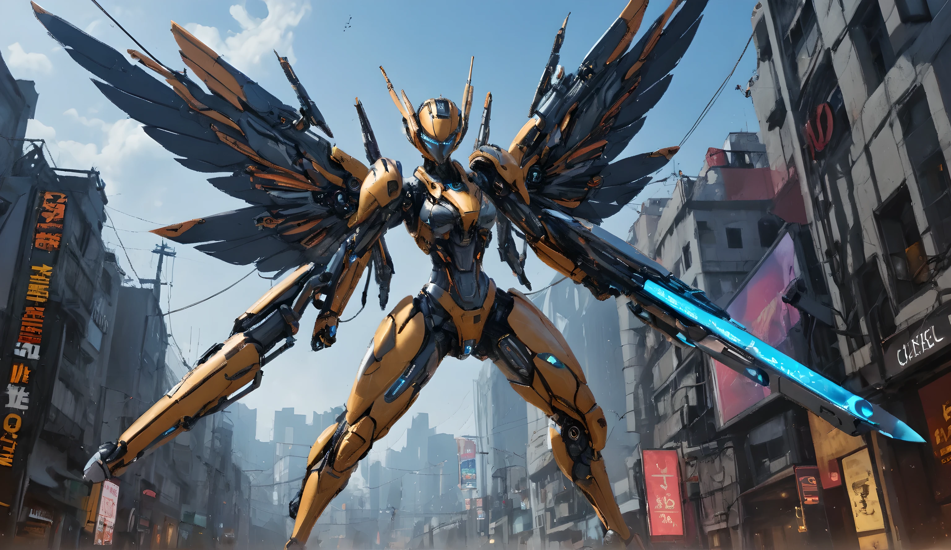 Anime drawn image, intricate, detailed, ornate, fantasy, machinery, neon, cyborg, mechanical parts, mechanical limbs, mechanical wings, cybernetic augmentations, probes, cables, wires, suspended in the air, ray tracing, 16k, UHD, cinematic, masterpiece, award winning