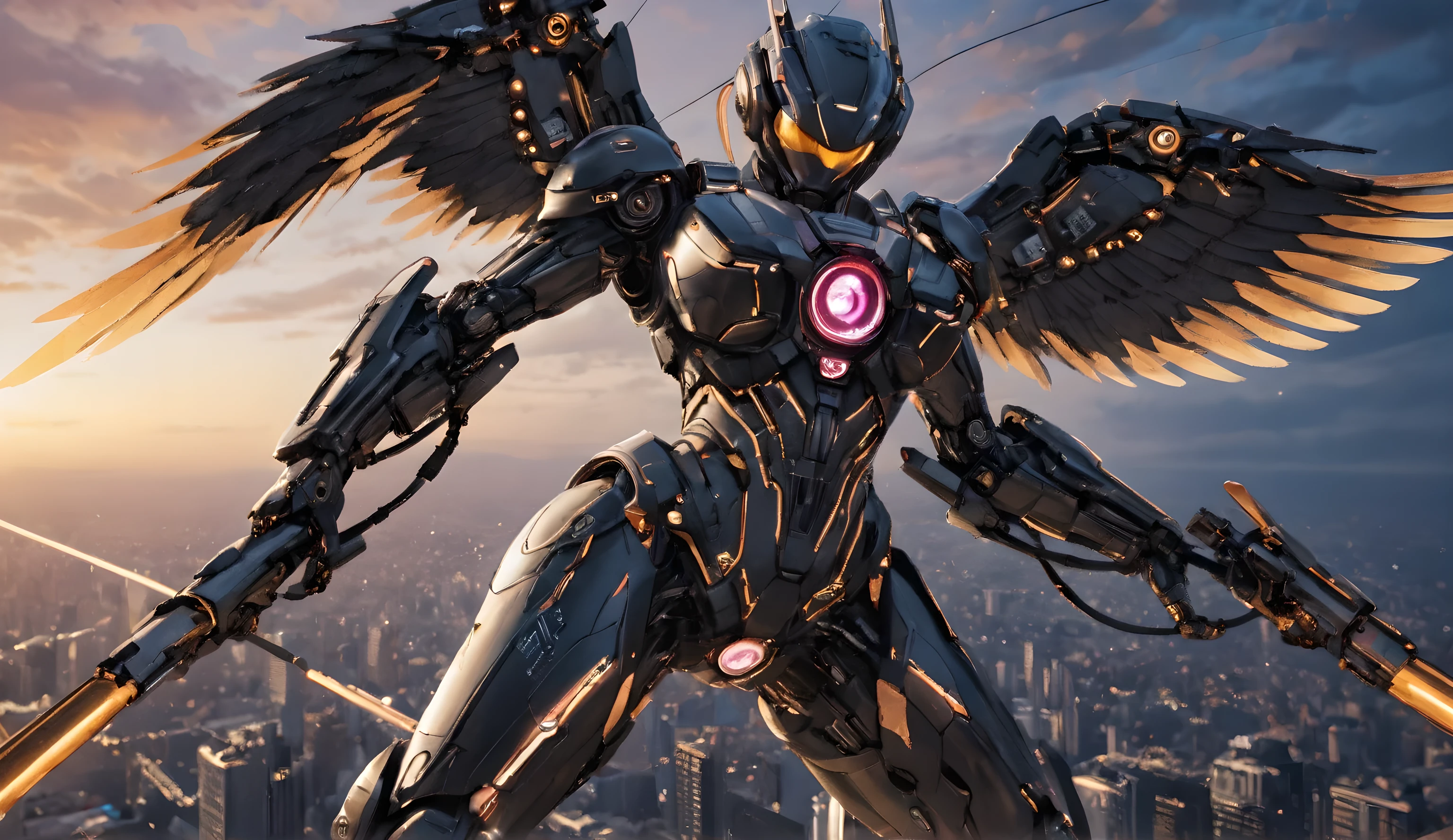 Anime drawn image, intricate, detailed, ornate, fantasy, machinery, neon, cyborg, mechanical parts, mechanical limbs, mechanical wings, cybernetic augmentations, probes, cables, wires, suspended in the air, ray tracing, 16k, UHD, cinematic, masterpiece, award winning