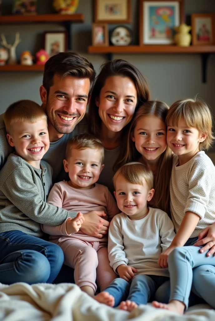 Four parents and children hug each other and laugh on the sofa、Happy、Laughter


"(setting):(best quality),(masterpiece),(detailed),(ultra detailed),(insanely detailed),(ultra-quality),(highly detailed),(FHD)"
[(Pastel color 0.6 SHMILY impression 0.5)]