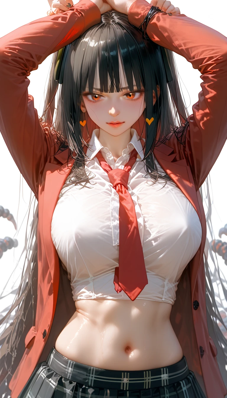 brunette color hair、黑The eye、Refined face、Extremely painful