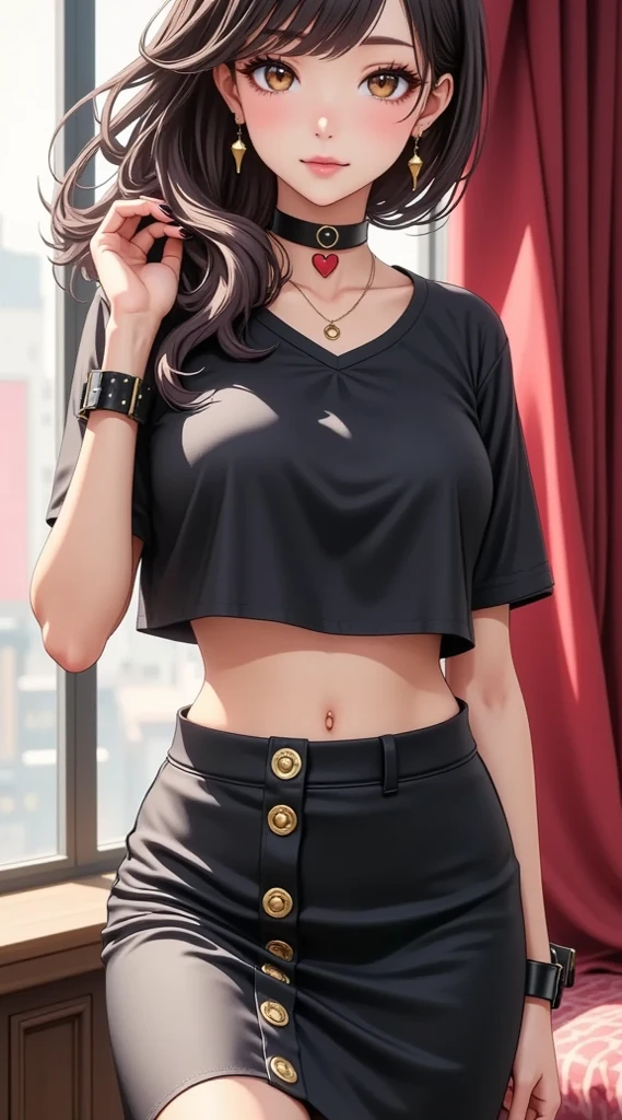 Asian woman Arafed posing in black shirt and white panties, Open Shirt, Revealing clothes, wearing in shirt, touching her clothes, tied - up shirt, Open V chest clothes, Korean Girl, waist - shot, wearing a maid outfit, Wearing a blouse, Wearing tight simple clothes, Sexy :8, her navel is exposed, girl next door innocent look
