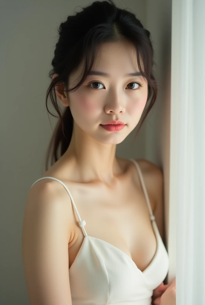 (((One person,alone))),(Highly realistic photos, High resolution, Detailed face, Beautiful Eyes) Japanese women, 30 years old, Modern beauty standards, Glamorous body, Akina Nakamori,Healthy Body,Spread your legs、Thin lips、smile
