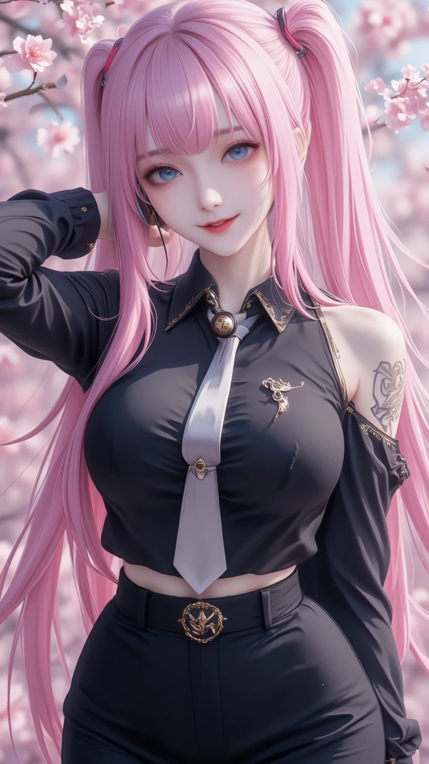 Lora realistis 1 girl with pink hair sweet laugh