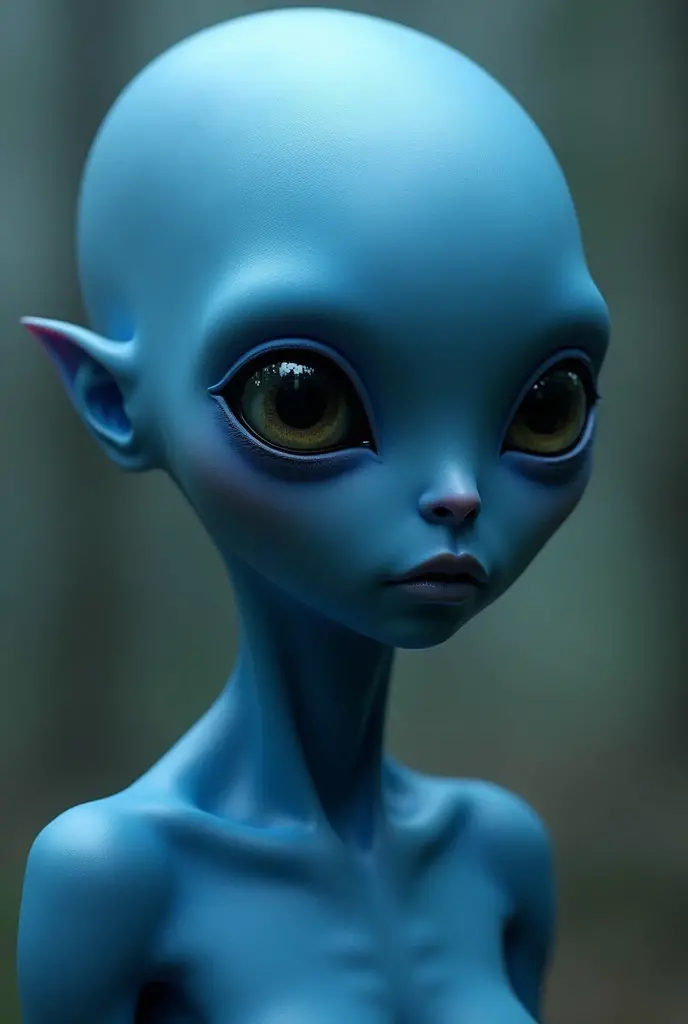 one girl, elf ears, , pure, cute naked, topless, a Woman alien mix, human Body, big tits, shed skin, alien nose but the Rest of the face ist human, big eyes, full black eyes, hybride 10 % elf 30 %alien and 60 % human, face mostly woman, shed kin at Body Arms and shoulders and neck, tits are human , nipples , full black Iris, slender No clothes,snake shed skin, blue skin, fish skin, top down POV on the sitting on the floor with her mouth open