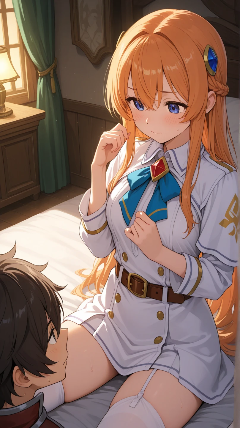 {{{masterpiece}}}, {{{best quality}}}, {{ultra-detailed}}, {illustration}, {{an extremely delicate and beautiful}}, (beautiful detailed eyes:1.6), extremely detailed face, 8k, anime face, nsfw, Pecorine(Princess Connect!), 1 girl, cute face, blue eyes, hair ornament, long hair, orange hair, tiara, braid, hair braid, ahoge, medium breasts, thin waist, big hips, curvaceous, arm belt, armor, ascot, blue socks, boots, dress, gloves, hair ornament, open clothes, open dress, pauldrons, pleated skirt, puffy short sleeves, puffy sleeves, red ascot, red skirt, white petticoat, short sleeves, shoulder armor, single pauldron, skirt, socks, white dress, white footwear, white gloves, BREAK, NSFW, taking off clothes, open clothes, Open shirt, open jacket, lift up jacket, breasts, nipples, lift up skirt, blush, BREAK, NSFW, Anime character is giving a blowjob to a man, hetero, 1boy, tongue, tongue out, elongated penis, erection,testicle, (headgrabblowjob:1.5), {{{fellatio}}}, {{{deepthroat}}}, {{{{{put penis in mouth}}}}}, oral sex, open mouth, {{{deepthroat}}}, covered in semen, embarrassed, naughty expression, flushed cheeks, full body, hand job, testicles grab, faceless male, all fours, catch head, vacuum fellatio, facial, from side