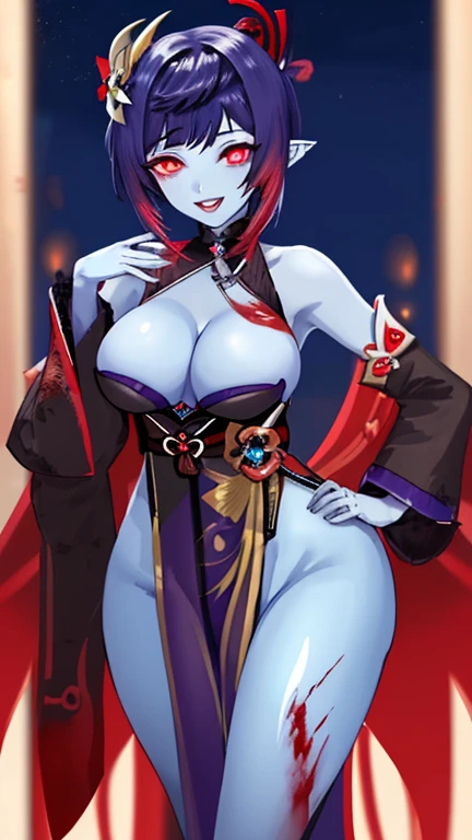 (highly detailed,the Extremely Detailed CG Unity 8K Wallpapers,illustratio,A high resolution,absurderes,Heart-shaped pupils,Pleasantly surprised breasts)Cute girl,独奏,POV crotch,By bangs,Poor milk,pigtails,Pink eyes,blue hairs,Double hair sideburns,gloves on the elbow,Bare with thighs,Bare shoulders,bare abdomen,abdominals tattoo,no brassiere,breasts out,White gloves,white stockings,hair adornments,shawl,Side seams,shift dresses,无袖,Short pelvic curtain,Red skirt,embarressed,Be red in the face,is shy,paw pose,inside in room,Bedrooms
