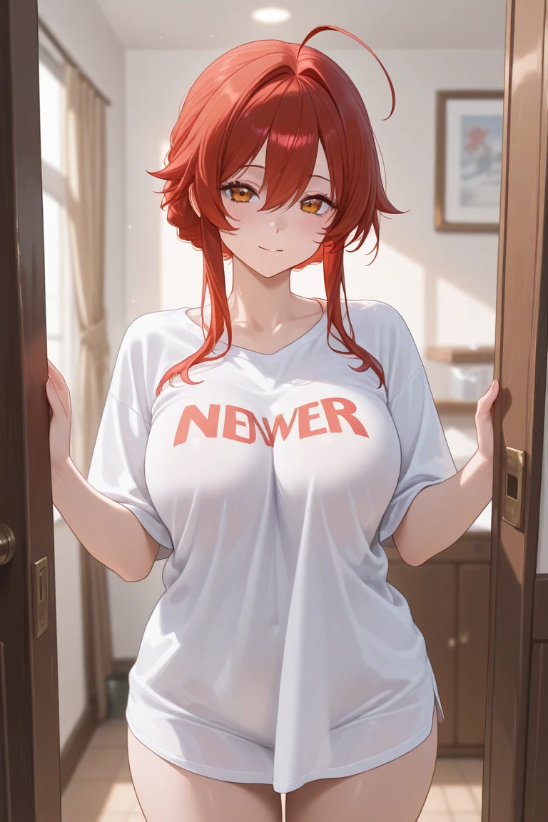 My name is Hikaru, I am a white test woman with long red hair and black eyes. I am 1.60 cm tall and weigh 46 kg. My breast sizes are 300 cm, my waist is 60 cm and my hips are 200 cm. Dressed in a short, tight black nightgown