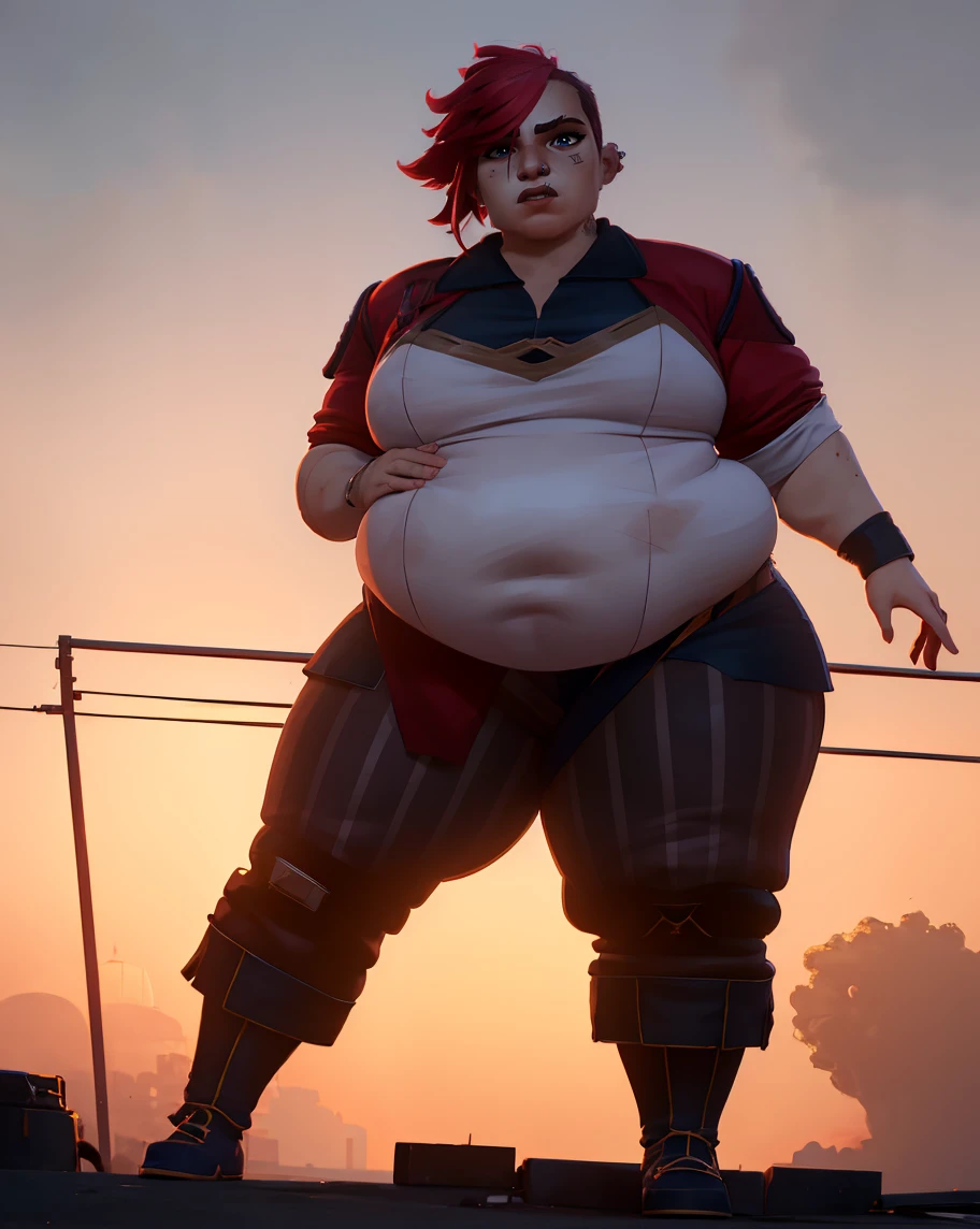 Cherry red skin all over, Thicc, extremely morbidly obese, white hair ((wearing)), hair over eyes, (Desdemona_Fortnite), struggling frown of effort, ((body blemishes)), voluptuous woman, perfect hands, perfect face, smile, (anatomically correct), (Perfect/ realistic proportions:1.2), (overwhelmingly fat arms, obese face), arm up, ((extremely widest hips possible!)), ((extremely massive thick thighs, morbidly large belly), belly overhang!, stretch marks)), (1080P, 4k UHD, Masterpiece:2.1!) ((single)), background: central american landscape with an old run-down clay house