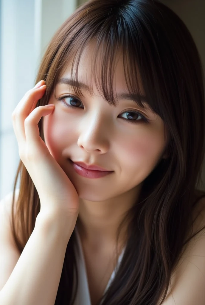 ((full nude:1.5)),cute japanese women pictures, little woman, 20-year-old, beautiful and perfect face, Brown, beautiful face, thin: 1.2, (photo realistic:1.4), (hyper realistic:1.4), (realistic:1.3),
(smoother lighting:1.05), (Improve the quality of cinematic lighting:0.9), 32K,
1 girl,20-year-oldの女の子, realistic lighting, Backlight, light shines on your face, ray tracing, (bright light:1.2), (Improvement of quality:1.4),
(Highest quality realistic textured skin:1.4), detailed eyes, detailed face,
(Tired, sleepy and happy), (smile:0), close up of face,
(Enhance the mood of your body line:1.1), (Enhances the beauty of skin texture:1.1)
