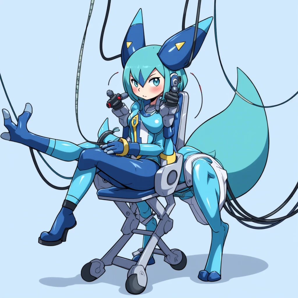 a highly detailed, hyper-realistic, 3D render of a Lucario Pokemon character, bound and restrained in a scientific research laboratory, with a large erect penis, being subjected to tickling, making ahegao expressions, receiving a handjob, intense , nipple stimulation, and feeling extremely ticklish