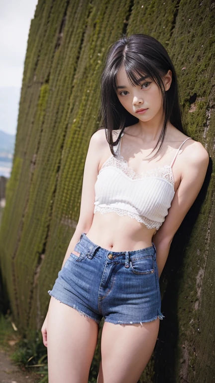Representative works,best quality,(10 year old cute Japanese sister:1.9),(the face of a very young child:1.9),(very shy look:1.9),(thin legs:1.9),(Bikini top and miniskirt:1.9),(small ass,thin waist:1.9),((droopy eyes:1.9)),((Self Shirt Lift:1.9))、((beautiful pussy line)),((outdoor)),((inner thigh,Leaner figure,small tits:1.9)),(Random smooth straight hair:1.9),((Thin body all over,skinny legs)),very pale skin,let down one's bangs,detail body,detailed hands,not wearing makeup,(Chibi girl with smiling loli:1.3),Naked young child:1.2,((perfect mini skirt)),A very young in a bikini top:1.3