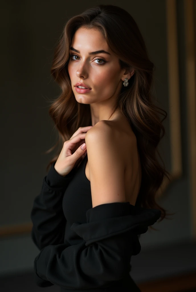 Femme arafed en robe noire posant pour une photo, Anastasia Ovchinnikova, Alina Ivanchenko, Angelina Stroganova, Anna Nikonova alias Newmilky, Julia Gorokhova, Sexy girl with dark brown hair, fille sexy aux yeux verts, Portrait Sophie Mudd, Viktoria Gavrilenko, Dasha Taran, Olga Buzova