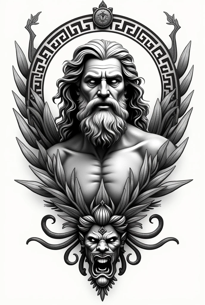 god neptune holding trident tattooed wearing nike air and silver cords around neck 3d brand logo realistic 4k --auto --s2