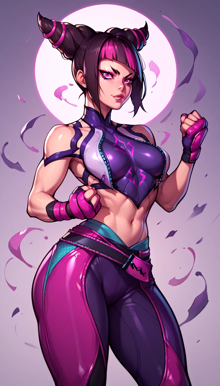 Juri han from street fighter v completely naked pushing her breasts together with her hands
