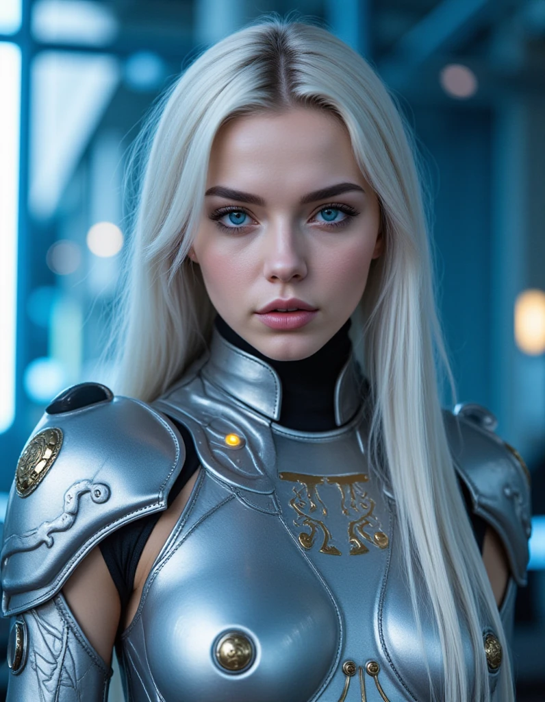 masterpiece, Highest quality, 超High resolution, Realistic skin texture, Armature, (Realistic:1.4), High resolution, RAW Photos, Shiny skin, (Detail Skin:1.2), Realistic skin texture, Best lighting, (Perfect breasts:1.3), Shine, Dramatic lighting, Dynamic pose, (Greek temple background:1.3), Night Sky, universe, milky way, One Girl, (Short Blonde:1.5), Cygnus_Hyoga, (Blue Shirt:1.2), (Helmet:1.2), Silver Plate Armor, Scapula