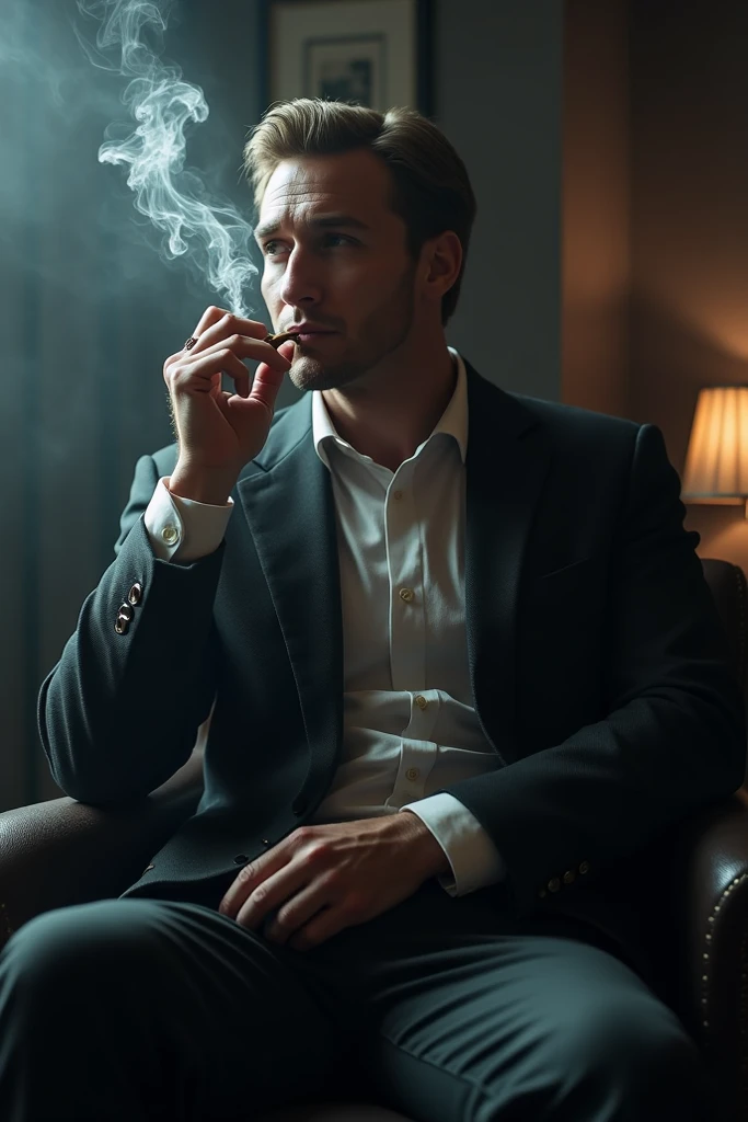 (Masterpiece, best quality:1.2), realistic photography handsome men, smoking at the window