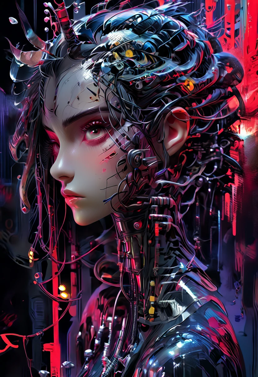 Made by an advanced civilization、With technology that humans cannot even imagine,、An organic body、It looks both beautiful and terrifying、It shines faintly like veins running.、Artificial Life Forms、White body、A body invaded by technology、
