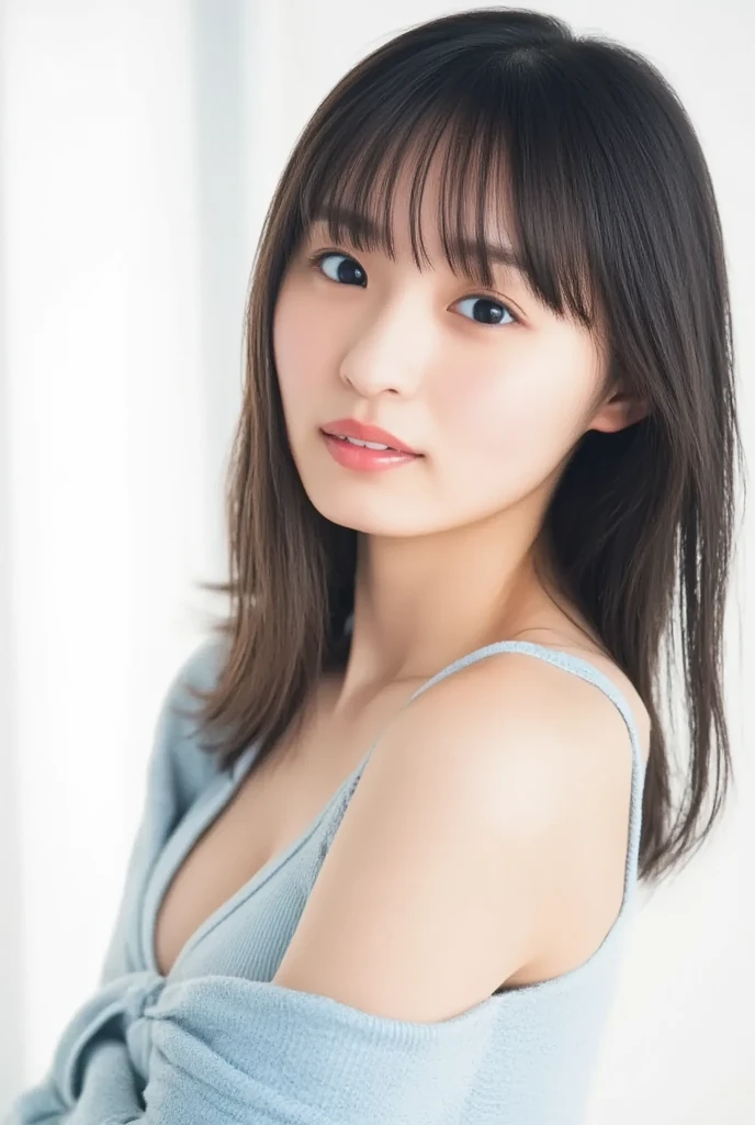 You are a professional photographer。masterpiece、8K、Highest quality, Soft Light, Ultra-high resolution, (Realistic:1.4), RAW Photos,24 years old Japanese, alone, cute, bangs、(pupil, Light in your eyes), Beautiful face in every detail, (Small box),(High resolution detail of human skin texture)、Postman
、post office、(Portraiture)