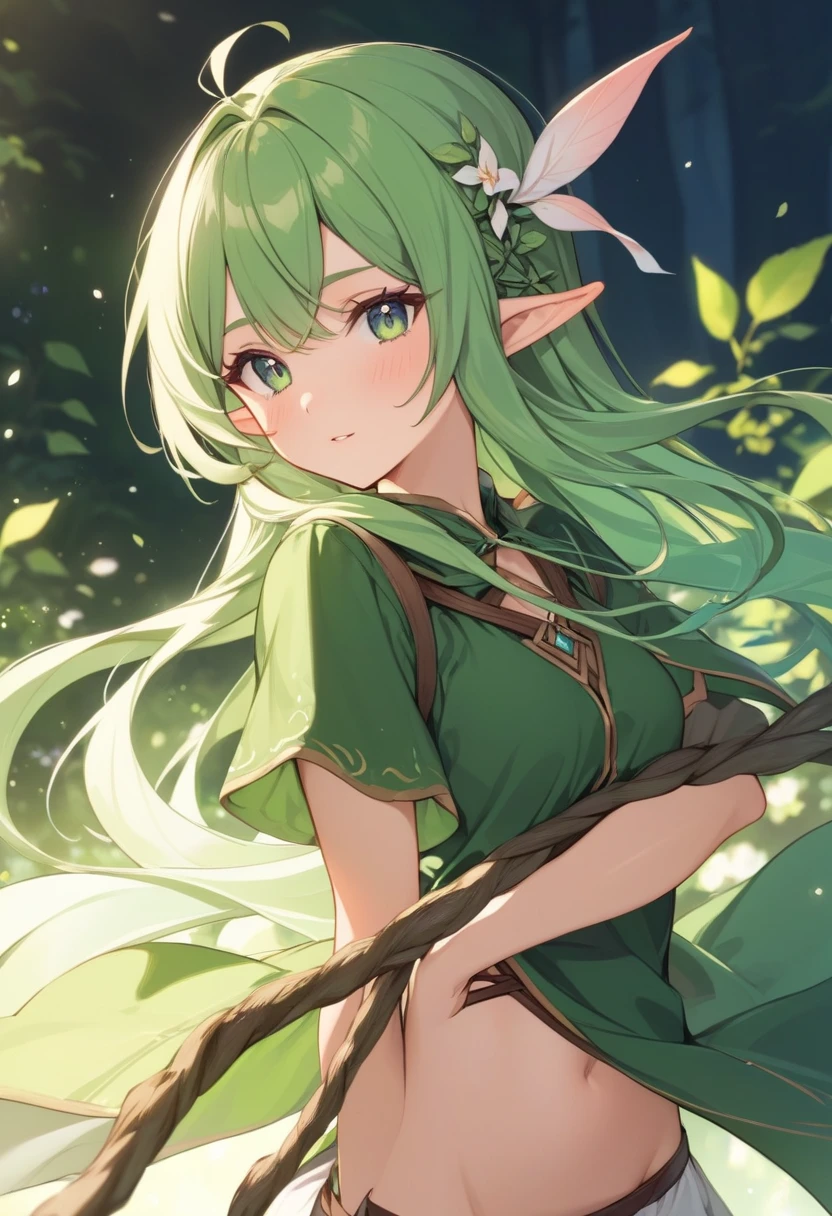 Elf、girl、Pale yellow-green、On the tree、Bow and Arrow