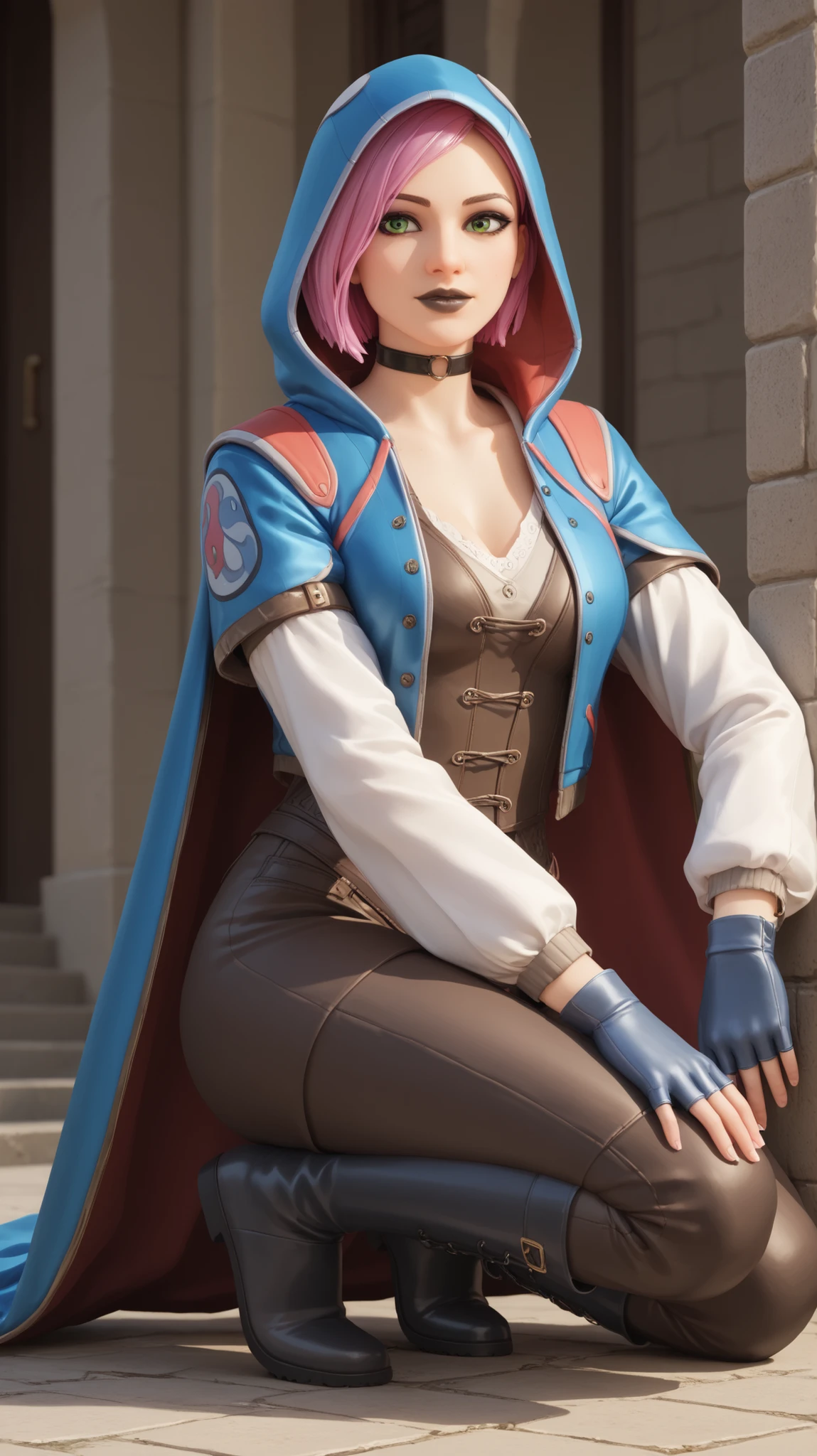 masterpiece, best_quality, solo, sheik, the legend of zelda, nintendo, red eyes, androgynous, scarf, bodysuit, outdoors, night,