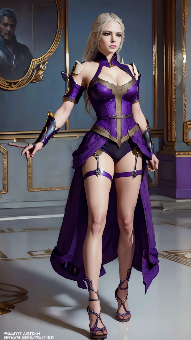 ((best qualtiy)), ((A masterpiece)), (detail:1.4), 3D beauty,Normal body proportions， A beautiful elven fantasy beautiful girl，Elf long ears，ear studs，（（Long silver hair，twin ponytails:1.9））,（long purple skirt：1.6）（Black stockings beautiful legs，heeled sandals：1.6）（Western European medieval style，Metal Temple，：1.6），Metallic sequins，West Phantom Wind,closeup of face,Extremely normal hands,Extremely normal legs,hdr（HighDynamicRange）,Ray traching,NVIDIA RTX,Hyper-Resolution,illusory 5,Subsurface scattering、PBR Texture、post-processed、Anisotropy Filtering、depth of fields、maximum definition and sharpness、Many-Layer Textures、Albedo e mapas Speculares、Surface coloring、Accurate simulation of light-material interactions、perfectly proportioned、rendering by octane、Two-colored light、largeaperture、Low ISO、White balance、Rule of thirds、8KRAW