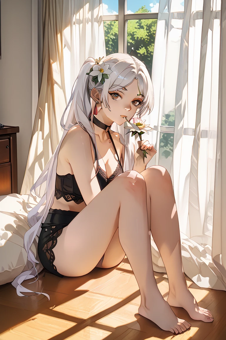 {best quality}, {{masterpiece}}, {highres}, original, extremely detailed 8K wallpaper, 1girl, {an extremely delicate and beautiful},((serafuku)),solo,bunny_ears,white_hair,red eyes,Bunny Girl,(((pov crotch))),((lawn)),((legs apart)),((lying on back)),