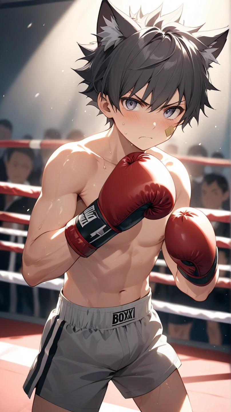 T-shirt design, Illustration watercolor, Center Art, Fierce boxing ring background, watercolor painting style, Afuro Samurai) ha、It is an independent seinen manga of Japan (doujinshi) Created by Takashi Okazaki, boxing、Boxer, 38 years old, Solo, Male Focus, Sword, grayscales, Afro hair, manly, Fierce, Holding, facial scar, Upper body, Incredibly strong, Rita Rothweisse, Gothic color, mood of nervousness and fear,, Art List_milliliter, Watercolor style, InkStyle, Sketch style, Hand drawn lines , Edgeline, Ink marks, pencil lines, Vivid colors, Super realistic, Textured skin