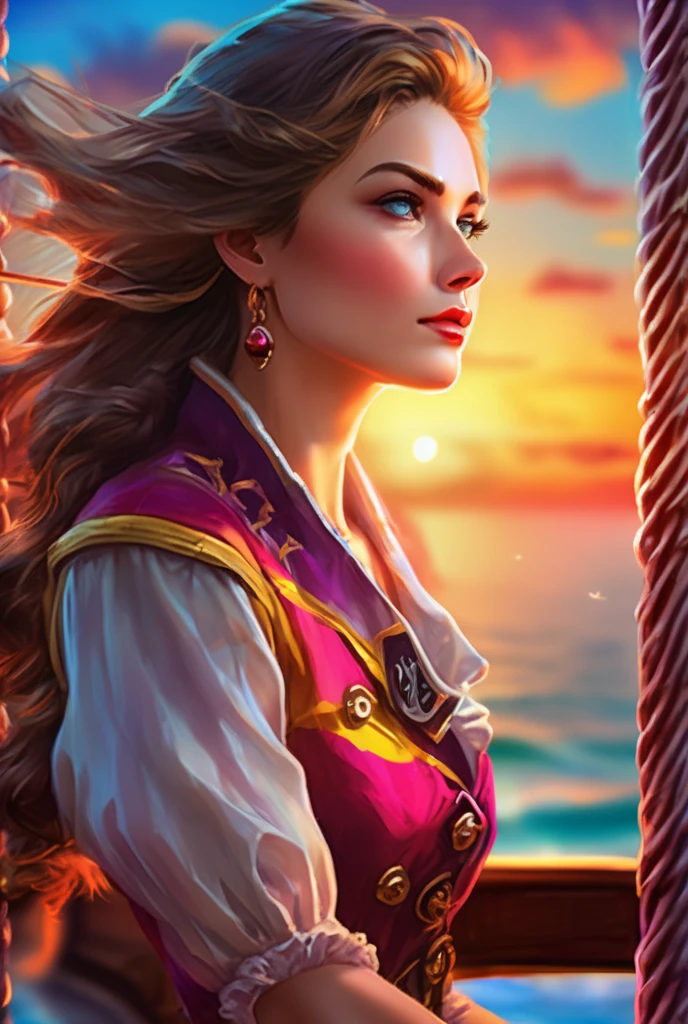 pirate queen , (miss fortune), artstation, (sks), by radoslaw pujan and stefan kostic, artgerm, greg rutkowski, Sophie Anderson, High Detail, 8 k wallpaper