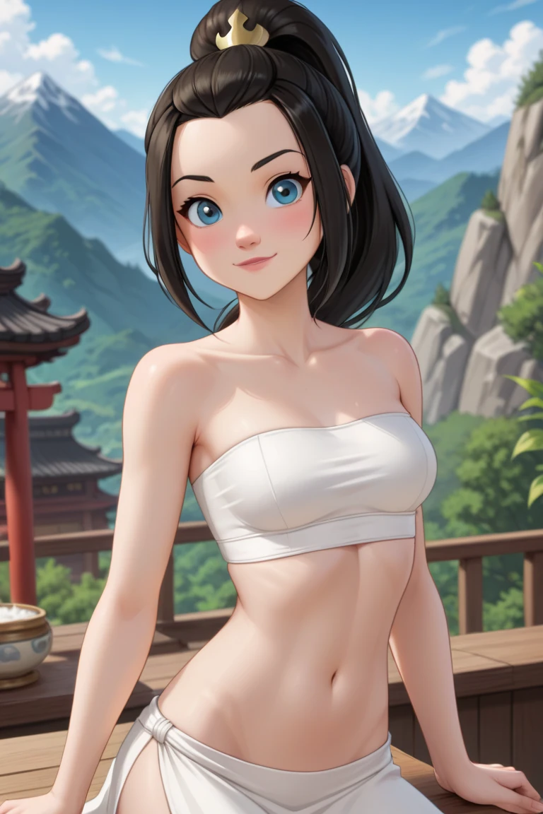 portrait, looking at viewer, smiling, teeth, arms behind back
1girl, solo, blunt ends, brown eyes, long hair,
outdoors, Chinese courtyard, china, summer
volumetric lighting, masterpiece, best quality, nude, breasts, nipples
