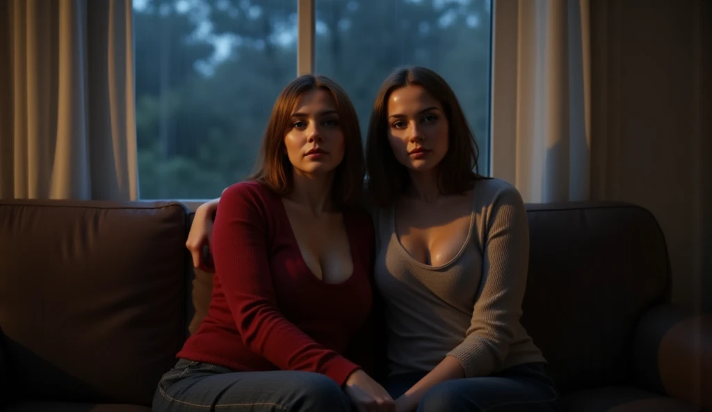 Fat brown-haired woman with Scarlett Johansson's face, with big breasts, in underwear, graceful garden in the background