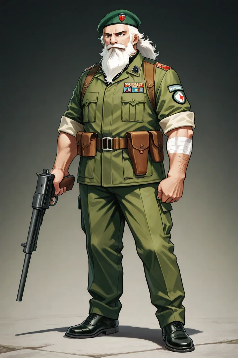 A man who wears a green military suit green beret black shoes - SeaArt AI
