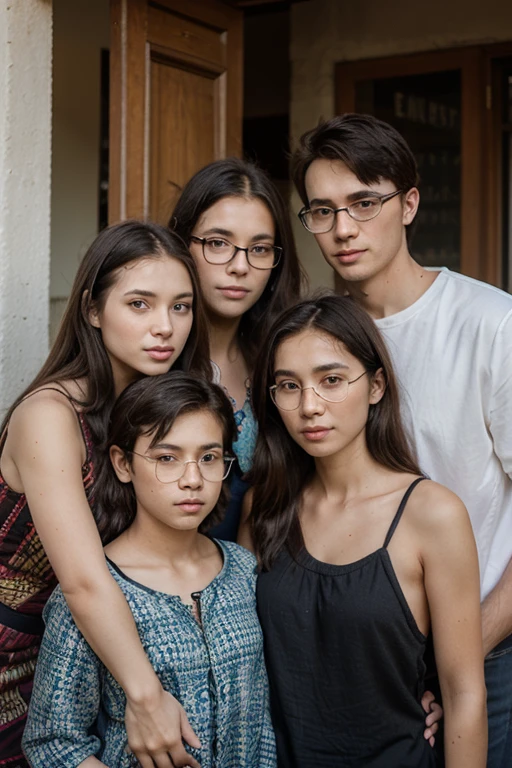a teen filipino trio with a gay boy with glasses, a lesbian with really big dark circles, and a female dwarf with a pink bow on her hair (only the boy has glasses)