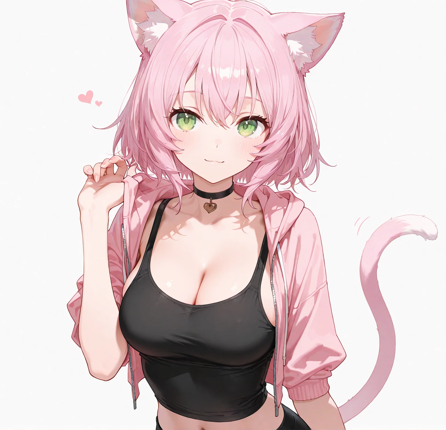 NSFW,Sexy clothes、Very beautiful and Shining Eyes、Shining Eyes、((1 girl))、Large Breasts、Big Mouth、high school girl、Small breasts、Cat ear、Transparent pink short hair、scarf、7-year-old girl
