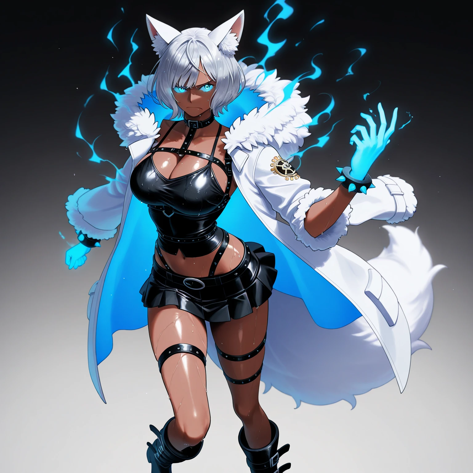 (masterpiece), (best quality),Woman ((anthro)) , (wolf girl),1girl,solo,(sharp focus),((look at viewer))EdobWerewolf,,mature female, (rogue outfit), perfect eyes,eyeshadow, dr comet,pochincoff,Pixelsketcher, (mayosplash), (wamudrawasterpiece),cutesexyrobutts, hioshiru,kingbang,shiny skin, fluffy hips, (detailed gray fur:1.3),old school fantasy art,((simple background:1.0))