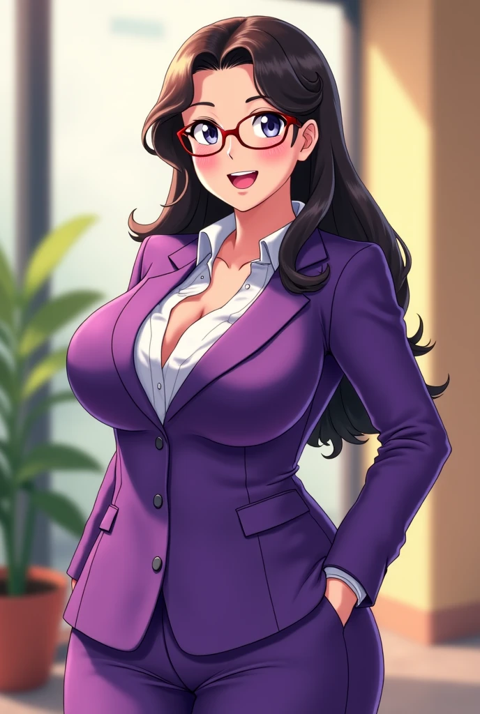 absurdres, high res, ultrasharp, 8K, masterpiece, 1girl, long hair, sensual look, sultry smile, dark brown hair, curvy huge breasts, glasses, secretary outfit, big , sleeveless buttoned-up pink blouse, formal look, beige
Long skirt, see through, no sleeves or cuffs on pink blouse, standing up straight