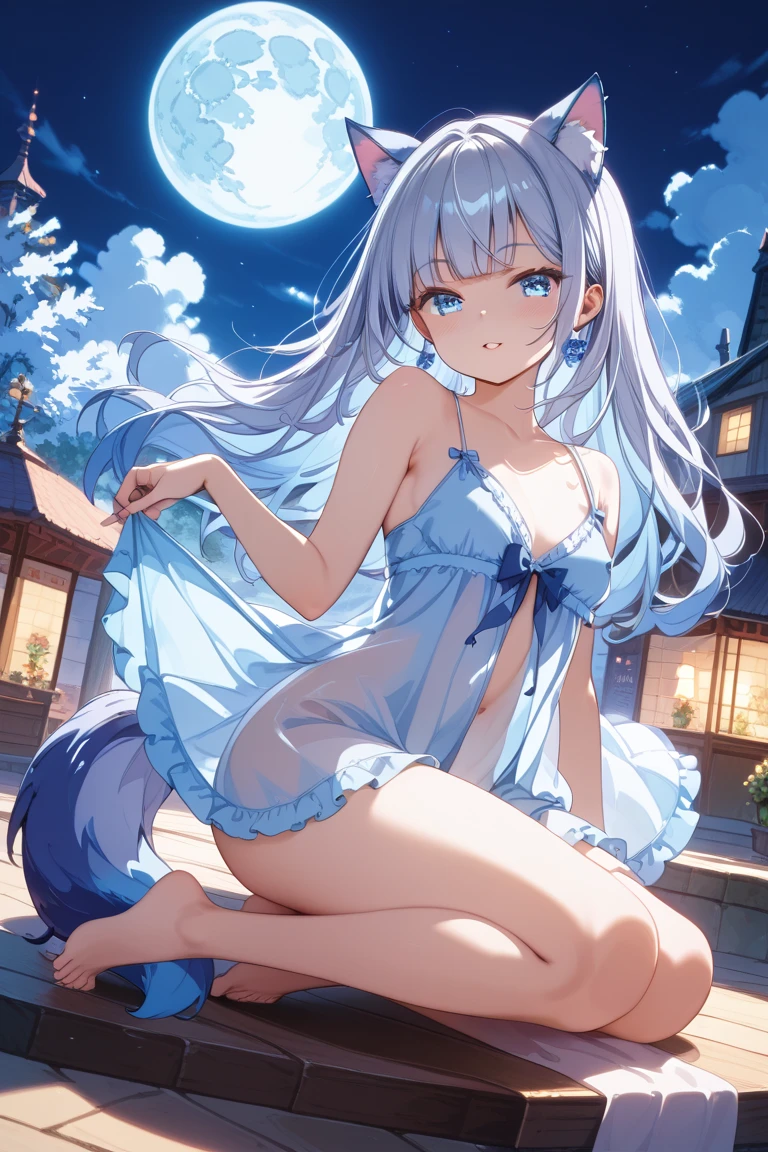 {{masterpiece, extremely detailed, 8K, absurdres, high quality shadowing}}, best quality, {solo}, {{extremely detailed girl}} perfect body, {slim waist}, {slim legs}, {{high school girl}} {{{{detailed fingers}}}}, {{{detailed legs}}}, {{{{extremely detailed shoulder length dark grey white hair}}}}, {{{luscious curly braided hair}}}, cat ears, {{pink inner cat ear flaps}}, {{{extremely detailed eyes}}}, {{{{sharp white cat eyes iris}}}}, {{{{dark blue eyes}}}}, {{{{vibrant eye colors}}}}, {{{blushing}}}, {{cute shy smile expression}}, night clothes, {{{detailed white cat pajama's}}}, {{{detailed dark blue fuzzy slippers}}}, {{sleeping on a bed facing the ceiling next to a window with a planter sitting on it}}
