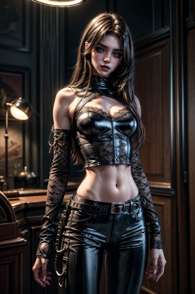 (best quality, masterpiece:1.2), (realistic,photorealistic:1.4), 8k, RAW photo, high resolution, incredible absurd-res, intricate details, extremely detailed, cinematic lighting,  
solo, a beautiful woman, sitting with legs apart, excited looking, glossy light brown messy short hair, side-braided, pale skin, detailed face, detailed eyes, bare legs, wearing rough mesh silver plated chain mail, fabric shorts, superlative body proportion, (background steampunk, dieselpunk, clockpunk, cyberpunk, gear)