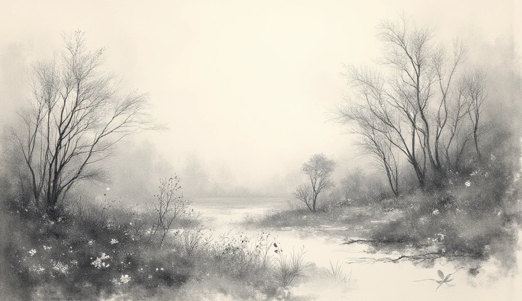 Snow Scenery, Sumi-e painting style, traditional Japanese ink wash painting, emphasizes simplicity and elegance, expressive brushwork, captures the essence of the subject with minimal strokes, meditative and reflective, (best quality, masterpiece, photorealistic), very aesthetic, perfect composition, intricate details, ultra-detailed, vivid colors