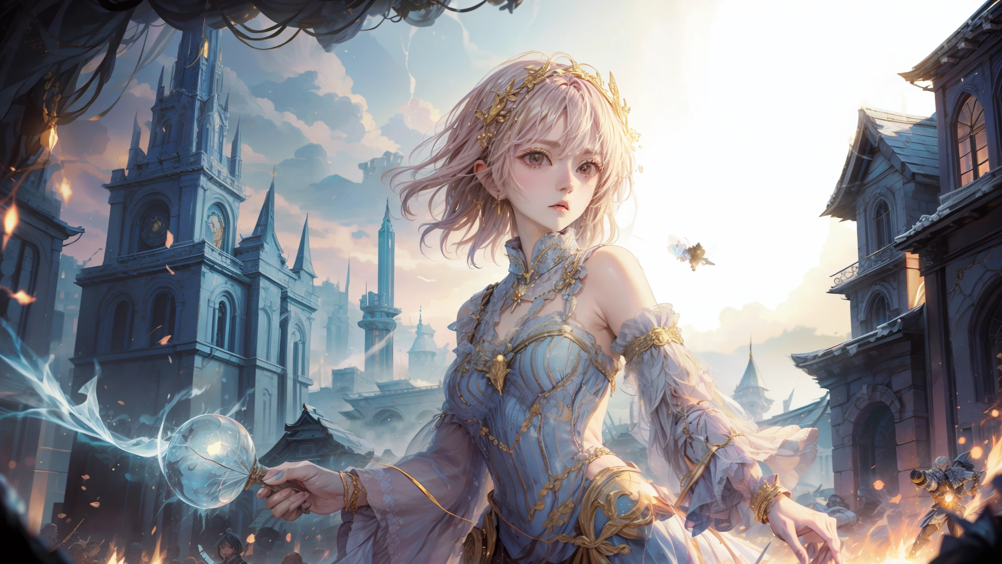 fantasy。Hero。enemy。Cooperate with peers。fight。magic。 Gold。noon