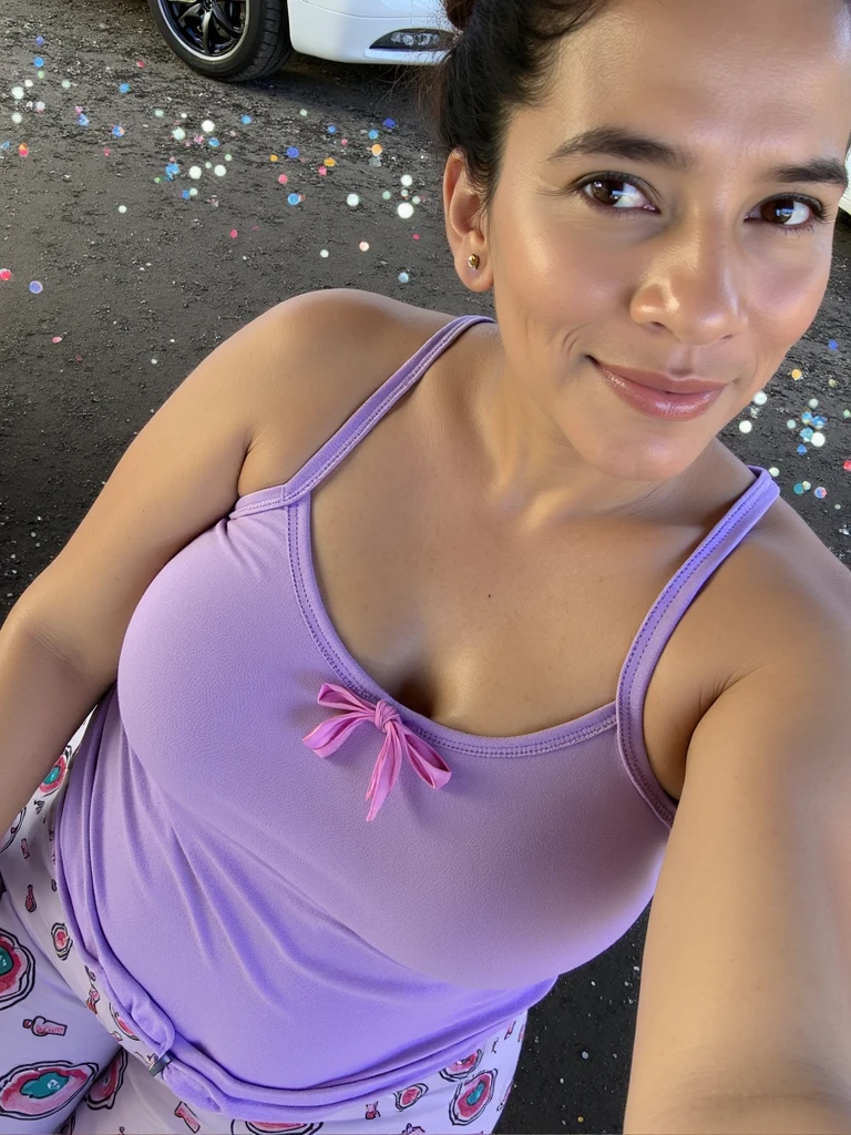 Melissa Fumero dressed in a bra and colorful pants